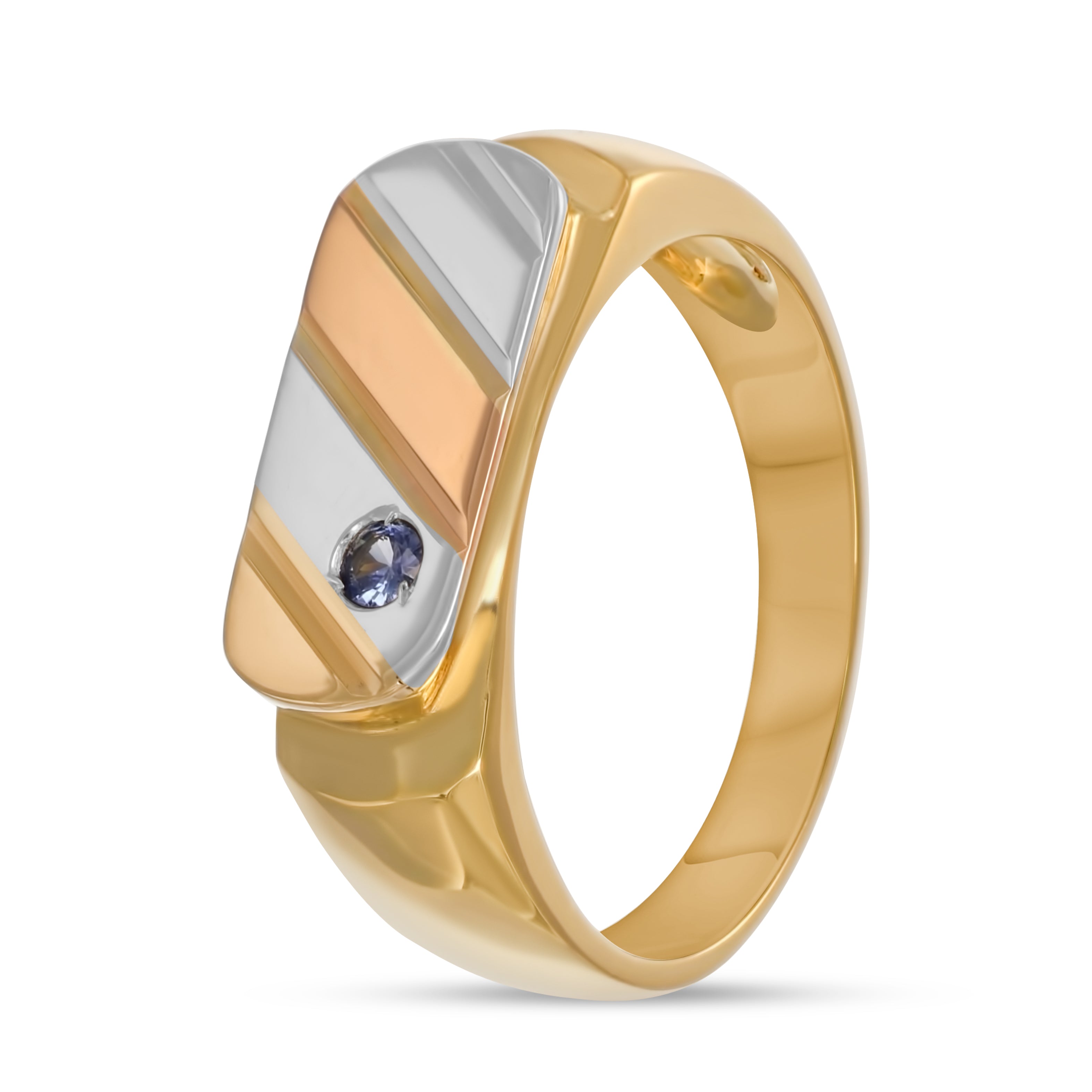 Anello - Oro rosa 18 kt, Oro bianco, Oro giallo - 0,03 ct. tw. Zaffiro