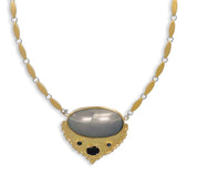 Collana con ciondolo - 18 carati Oro bianco, Oro giallo - 0,87 ct. due. Zaffiro-Perla