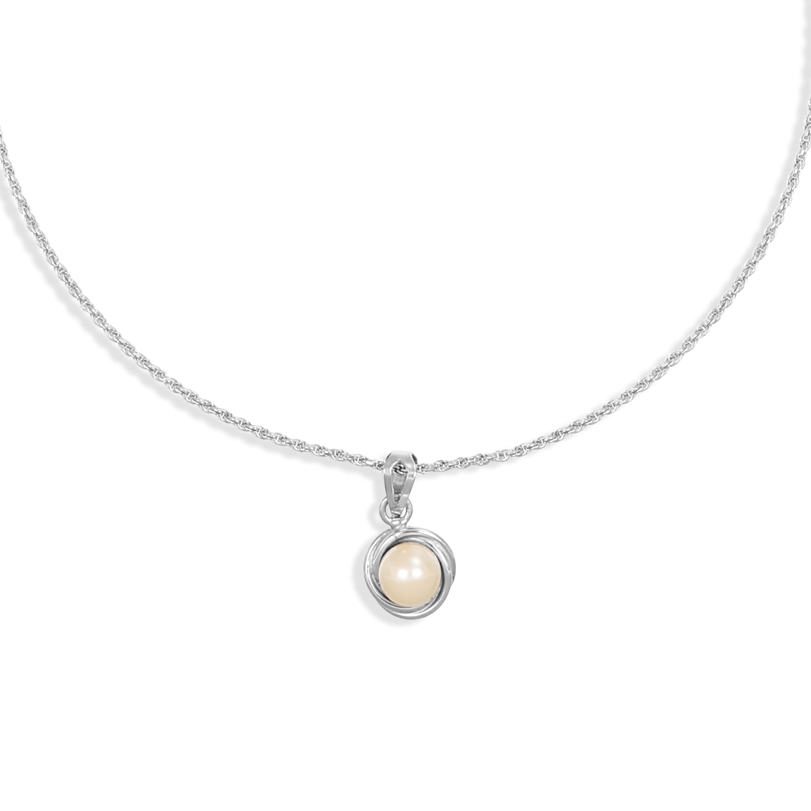 Collana con ciondolo - 18 carati Oro bianco - Perla