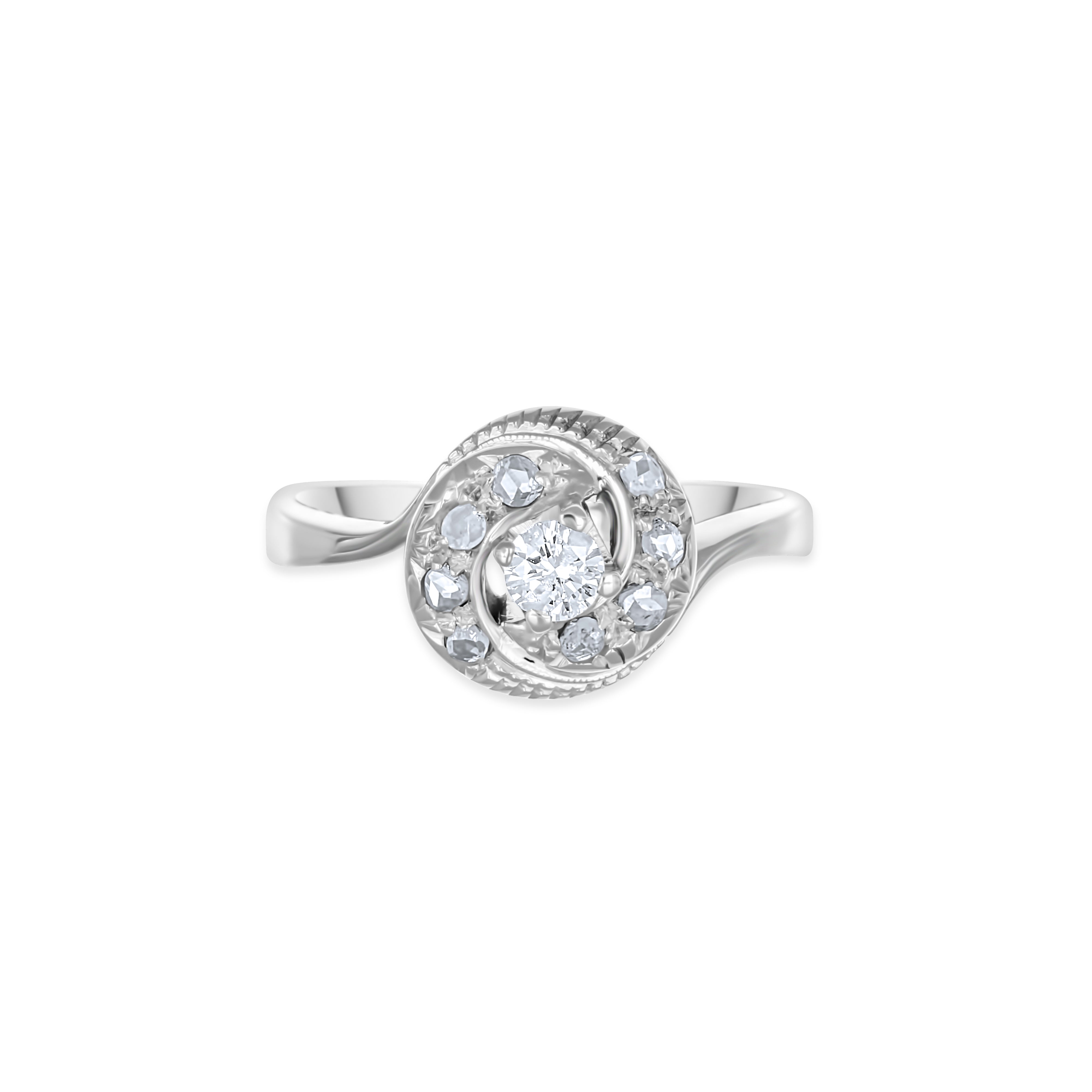 Anello - Oro bianco 18 kt. - 0,27 ct. tw. Diamante (Naturale)