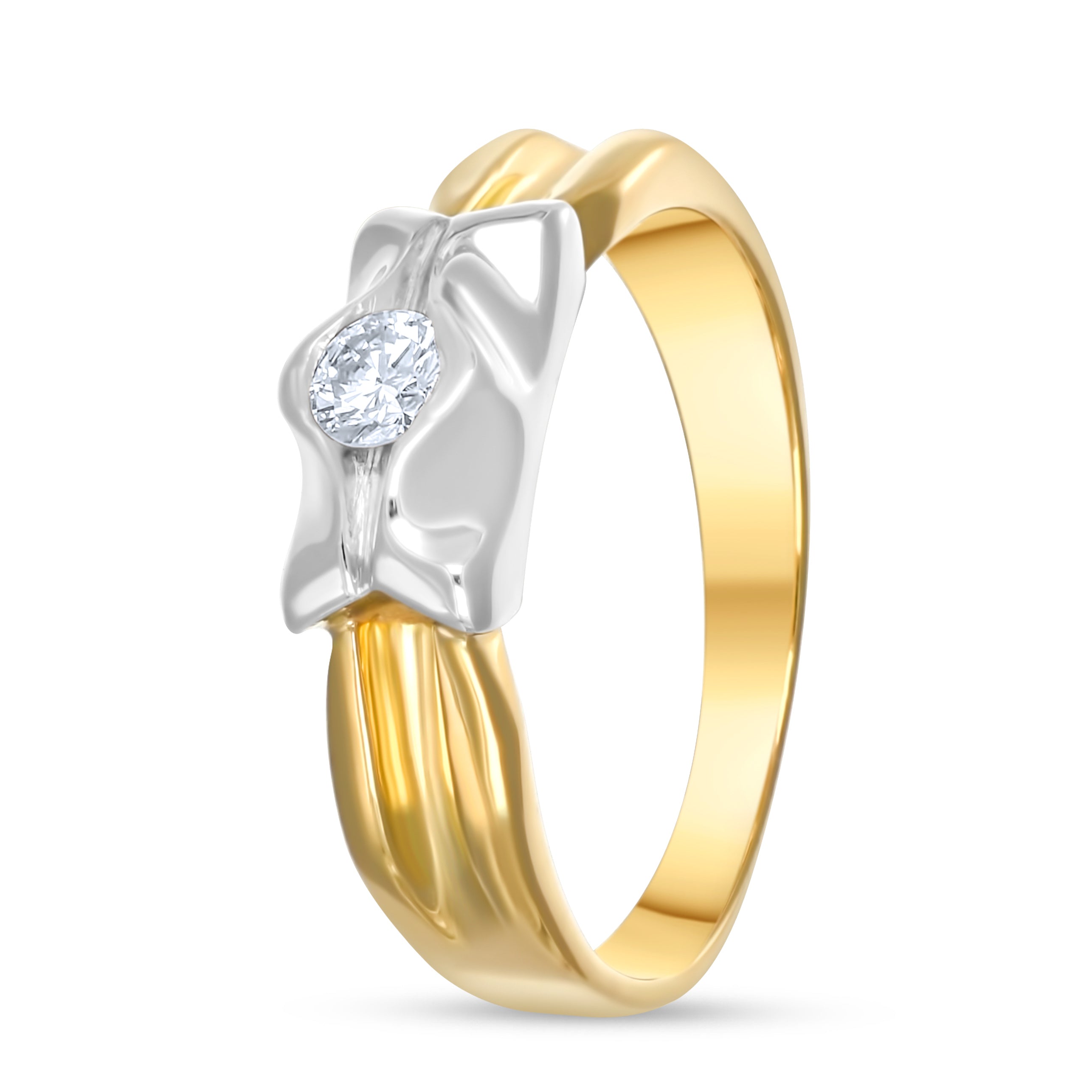 Anello - Oro bianco 18 kt., Oro giallo - 0,14 ct. tw. Diamante (naturale)