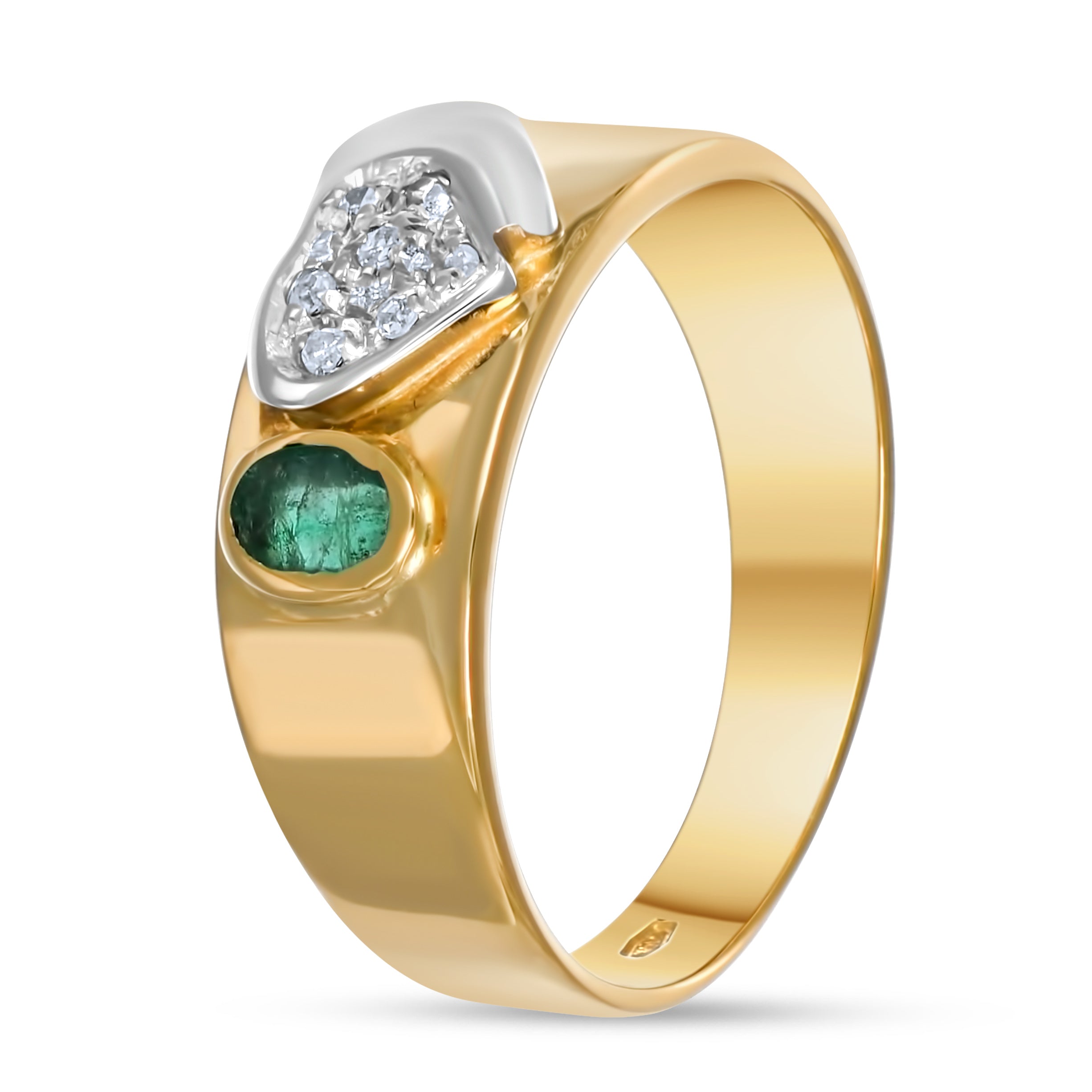 Anello - Oro bianco 18 kt, Oro giallo - 0,49 ct. tw. Smeraldo - Diamante