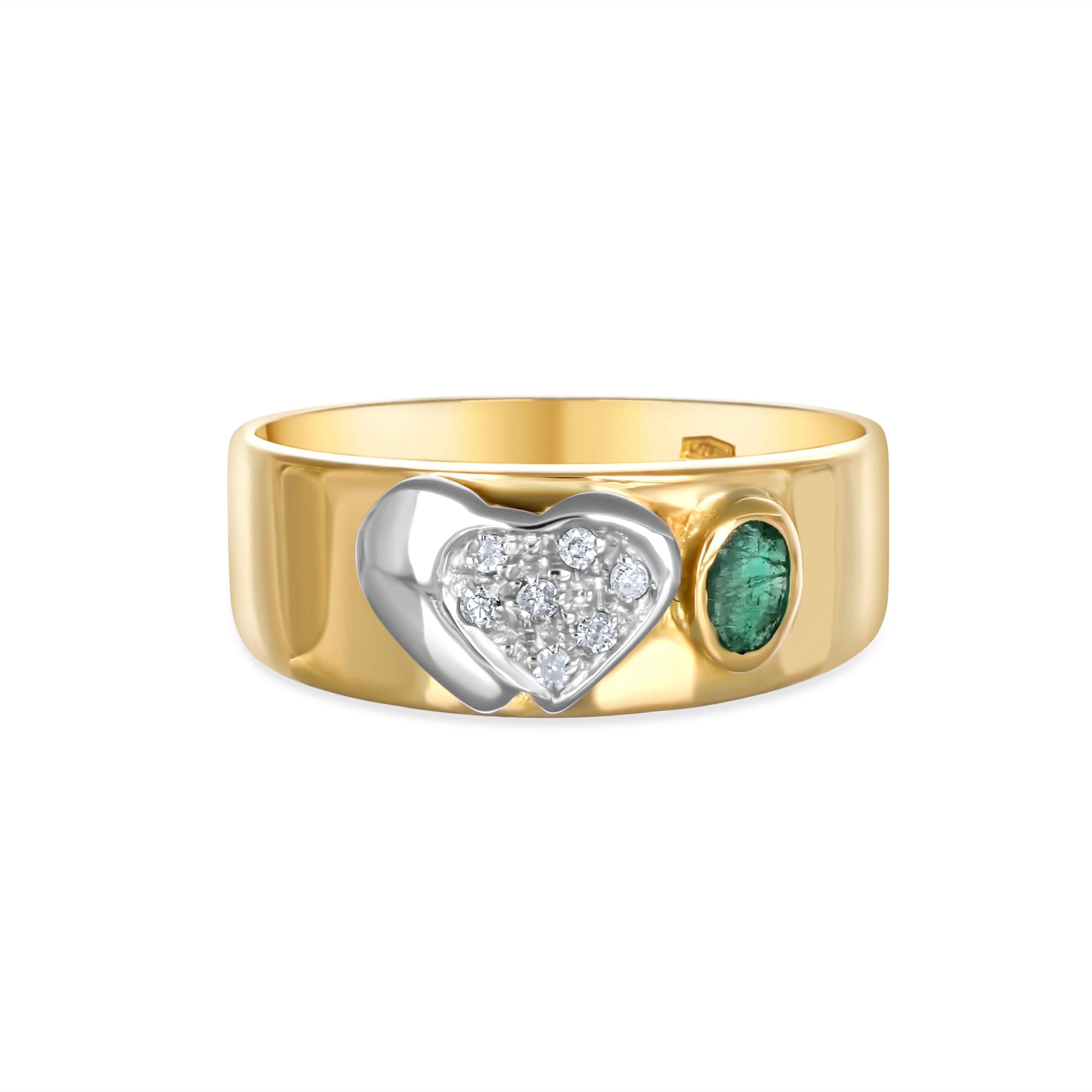 Anello - Oro bianco 18 kt, Oro giallo - 0,49 ct. tw. Smeraldo - Diamante