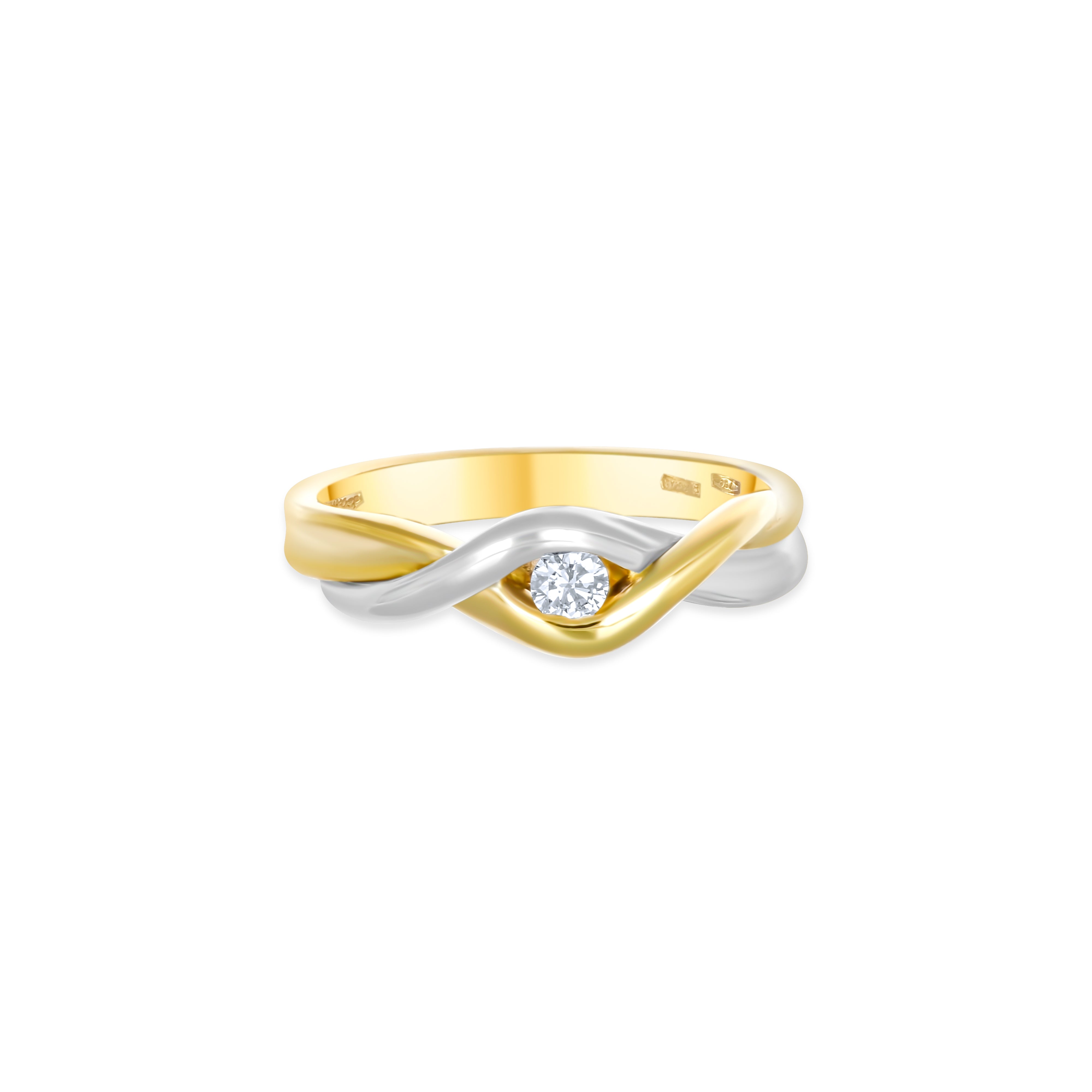 Anello - 18 carati Oro bianco, Oro giallo - 0.08ct. tw. Diamante (Naturale)