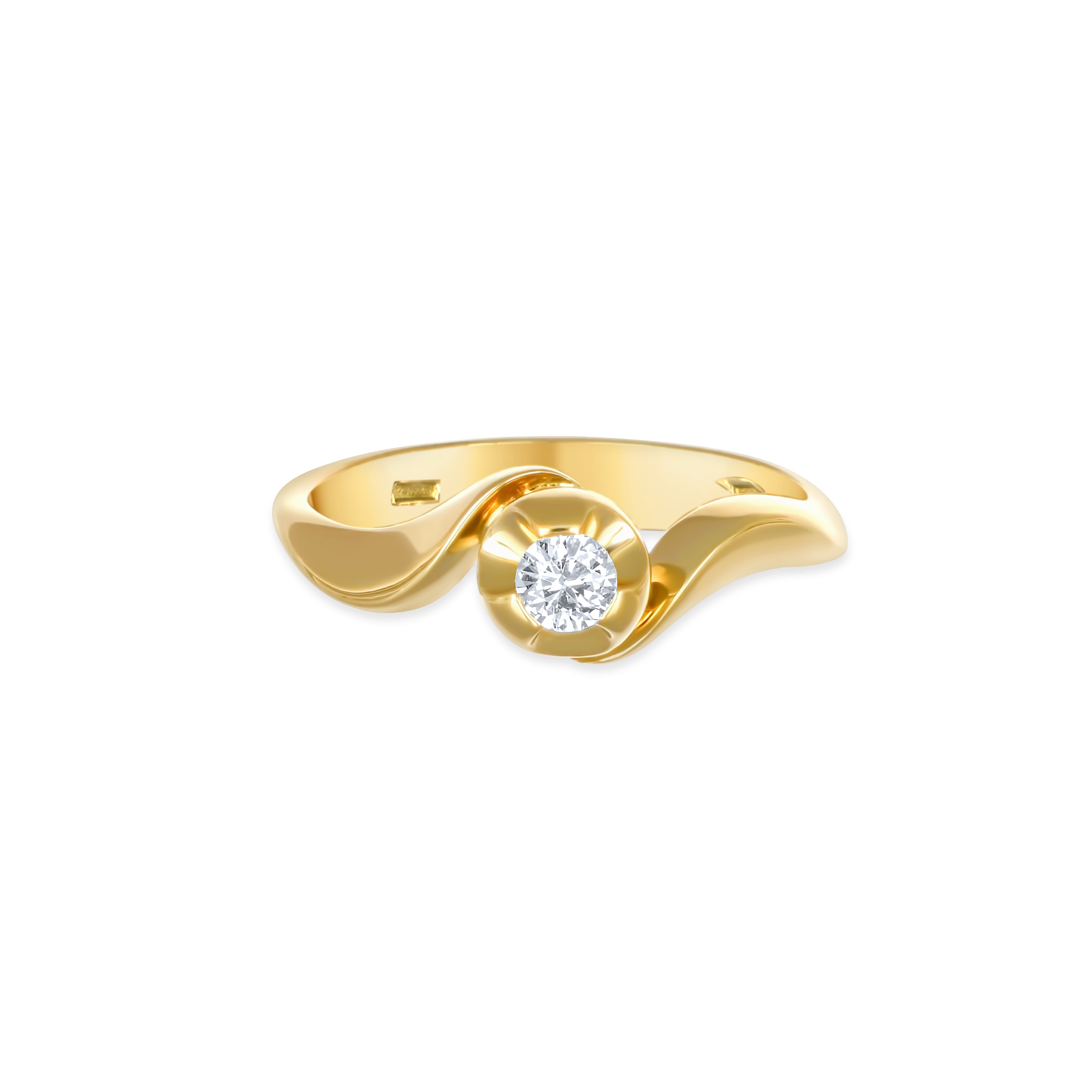 Anello - 18 carati Oro giallo - 0,14 ct. due. Diamante (Naturale)