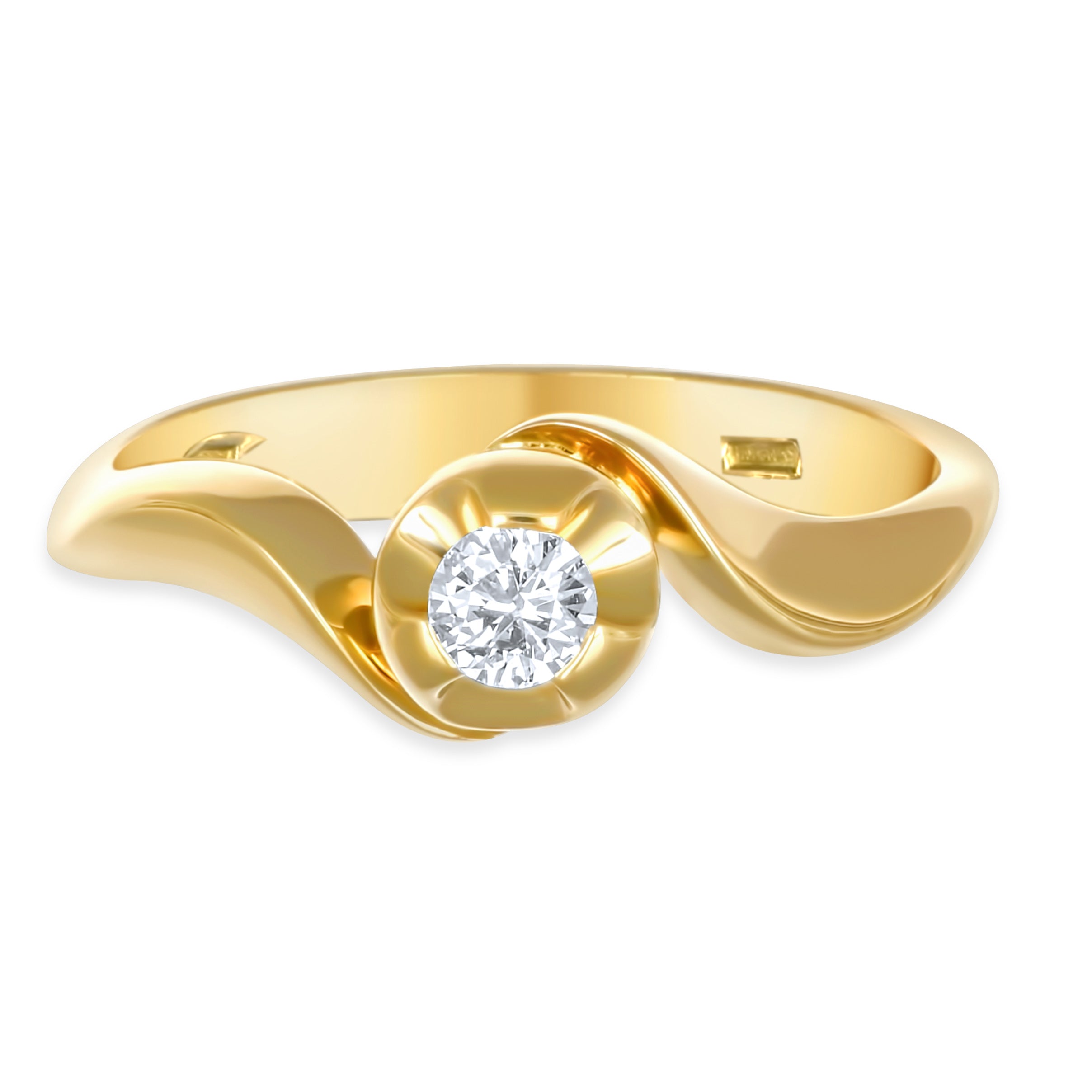 Anello - 18 carati Oro giallo - 0,14 ct. due. Diamante (Naturale)