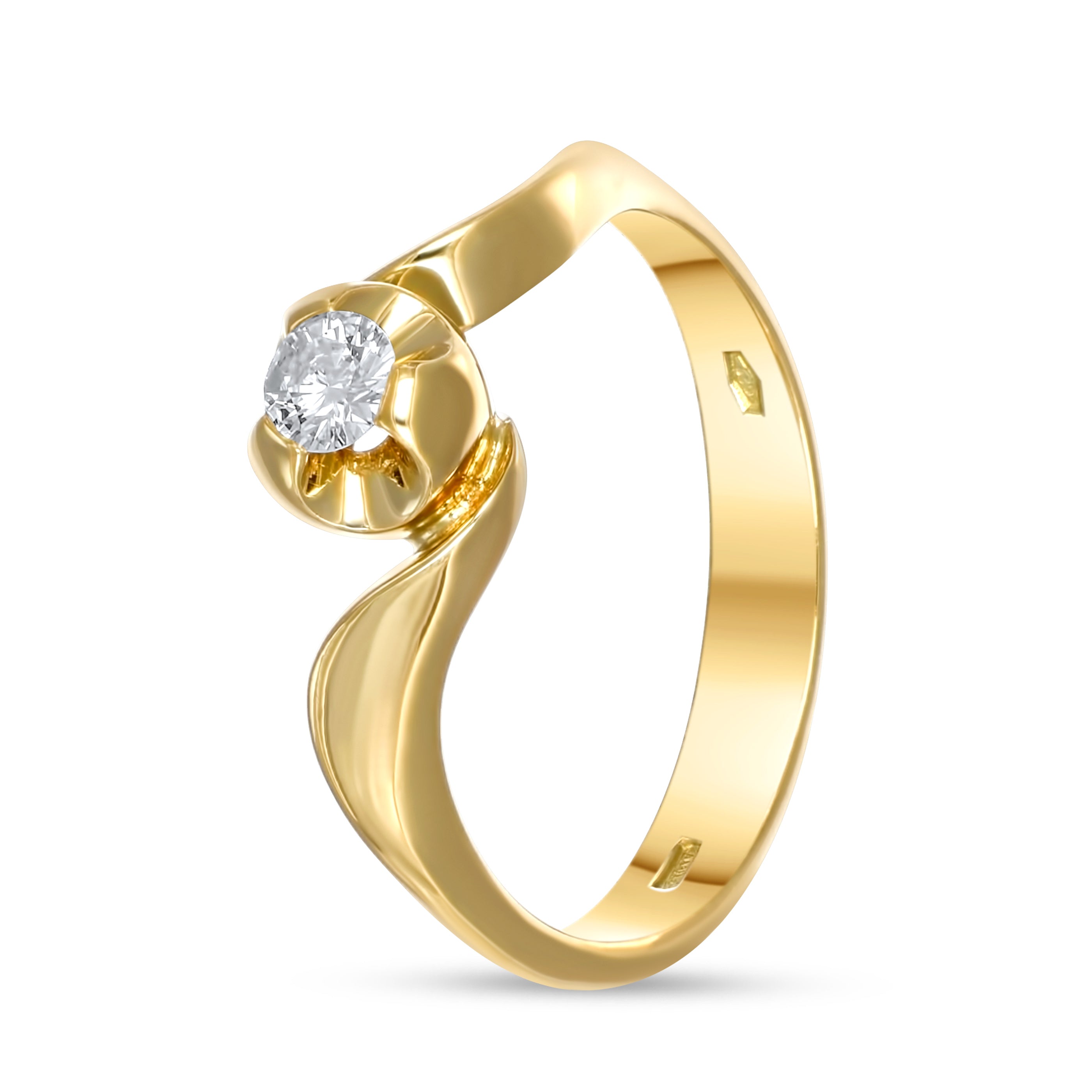 Anello - 18 carati Oro giallo - 0,14 ct. due. Diamante (Naturale)