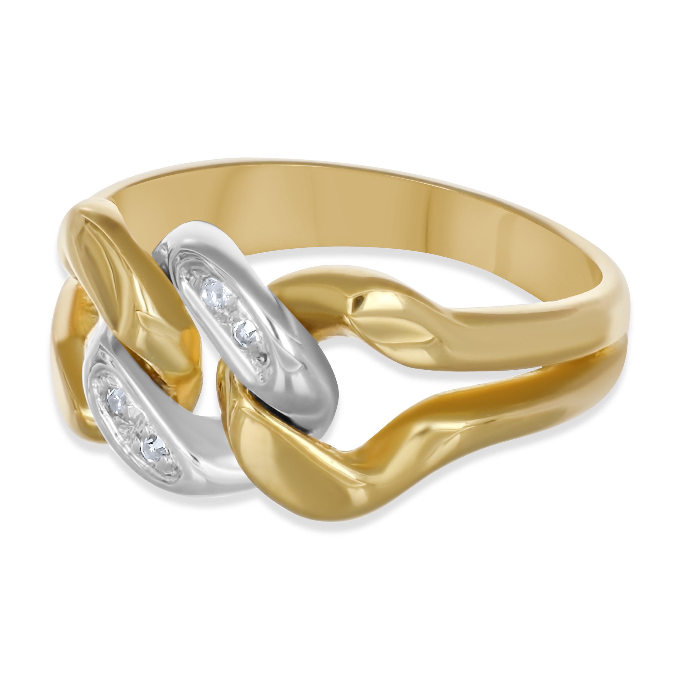 Anello - Oro bianco 18 kt., Oro giallo - 0,02 ct. tw. Diamante (naturale)