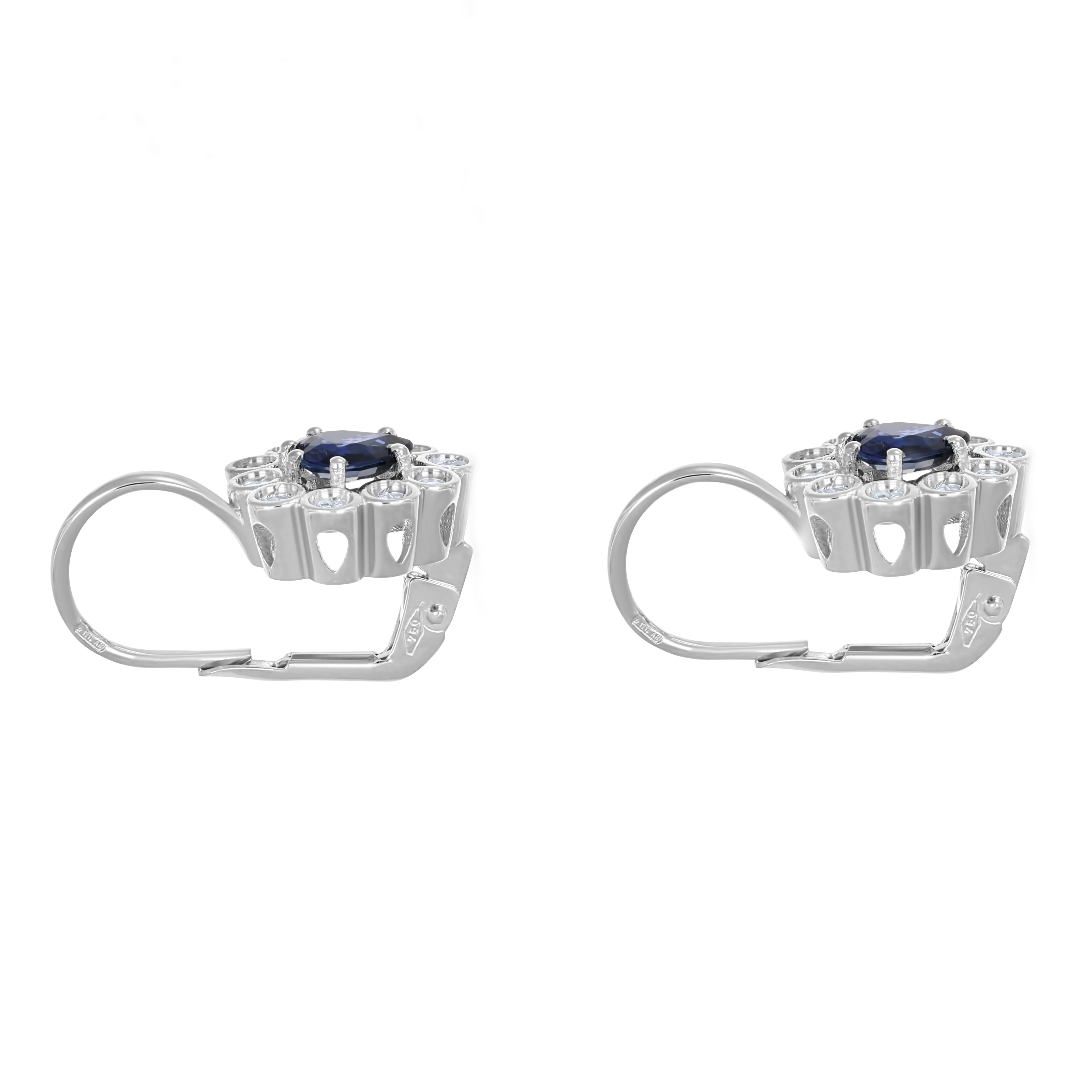 Orecchini - 18 carati Oro bianco - 0.34ct. tw. Diamante - Zaffiro