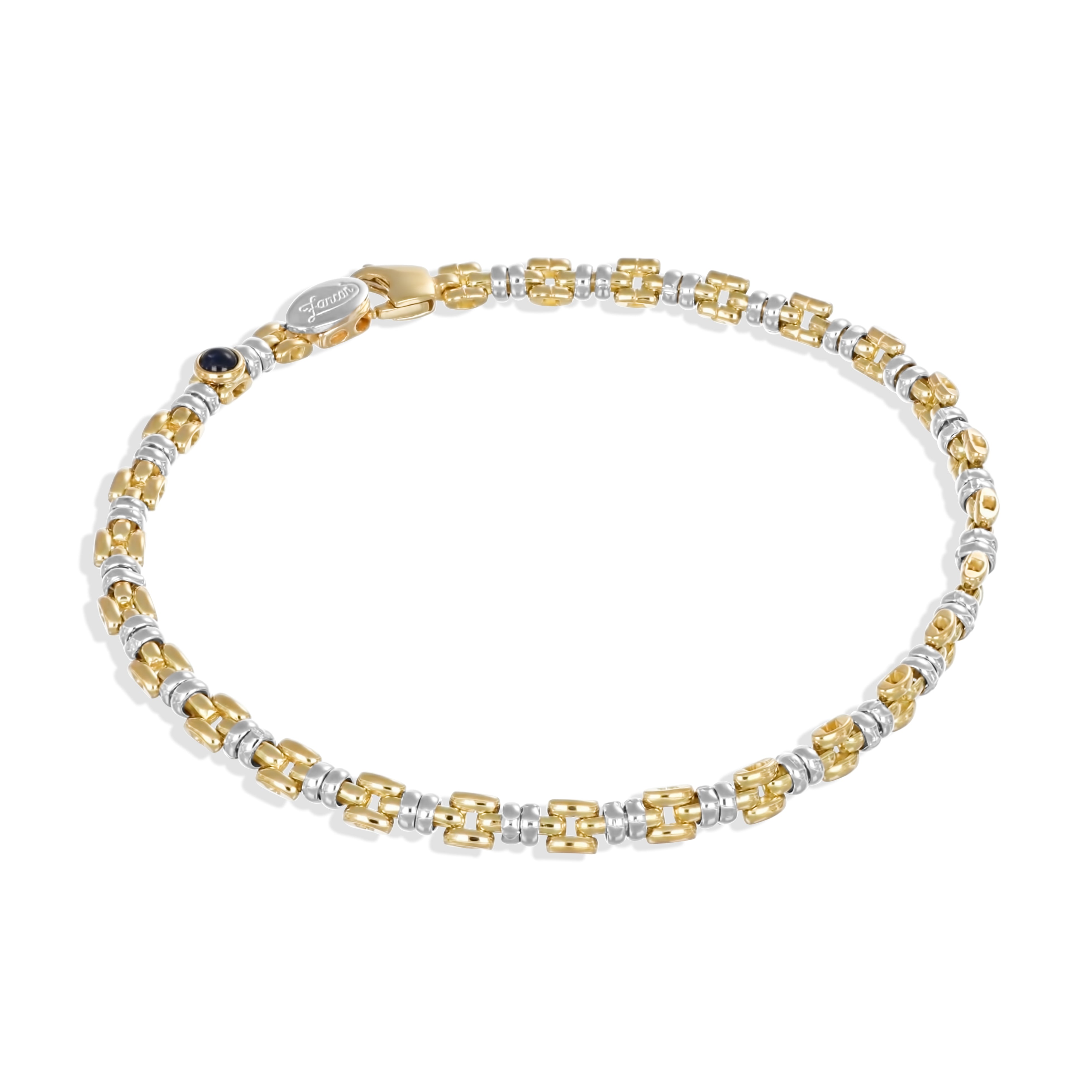 Bracciale - Oro bianco 18 kt., Oro giallo - 0,10 ct. tw. Zaffiro