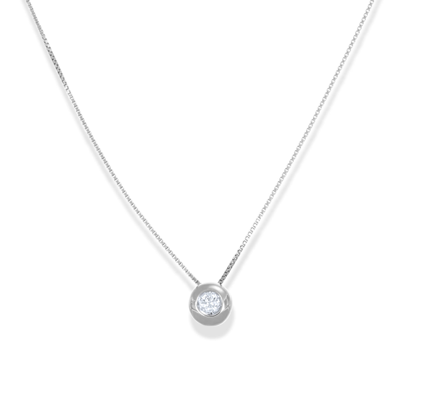 Collana con Ciondolo in oro bianco 18 carati  Diamante 0.10 Ct tot