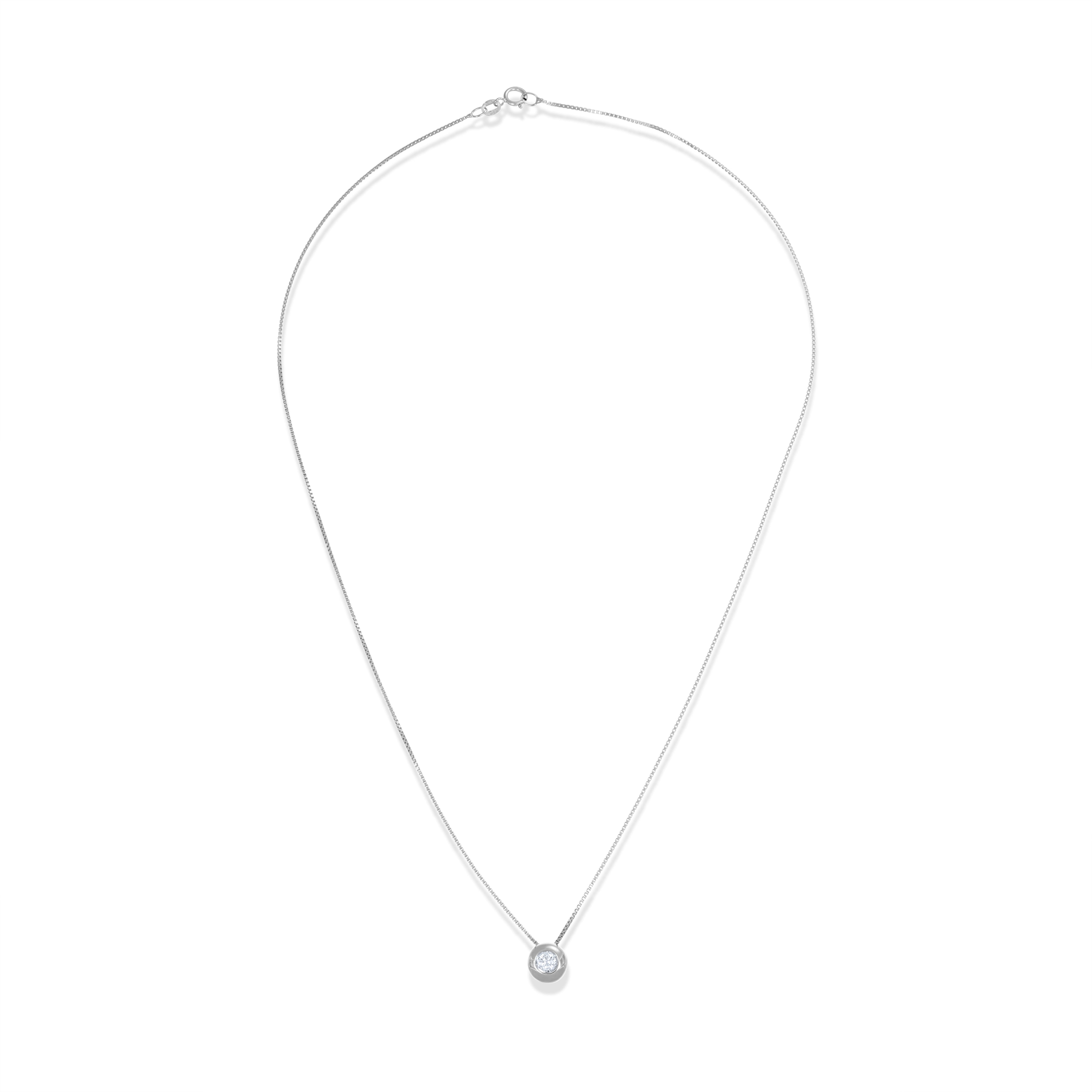 Collana con Ciondolo in oro bianco 18 carati  Diamante 0.10 Ct tot