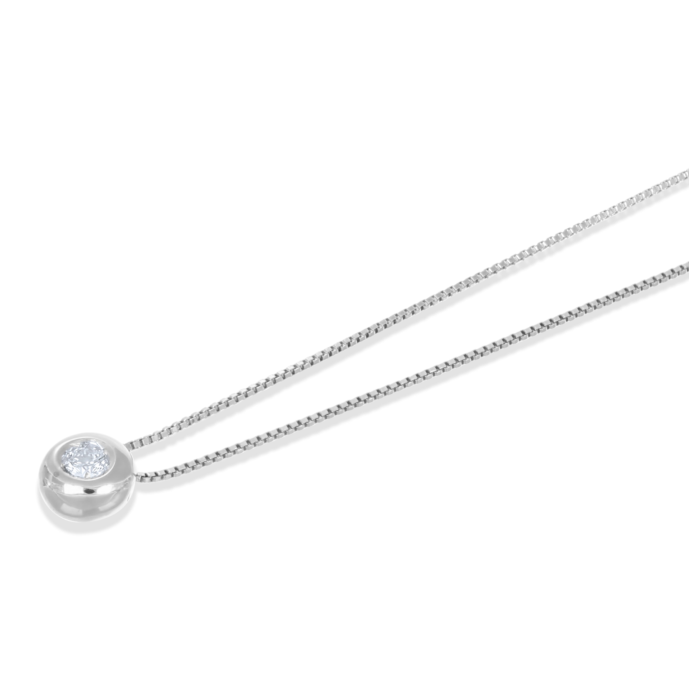 Collana con Ciondolo in oro bianco 18 carati  Diamante 0.10 Ct tot