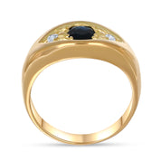 Anello - Oro giallo 18 kt. - 0,58 ct. tw. Zaffiro - Diamante