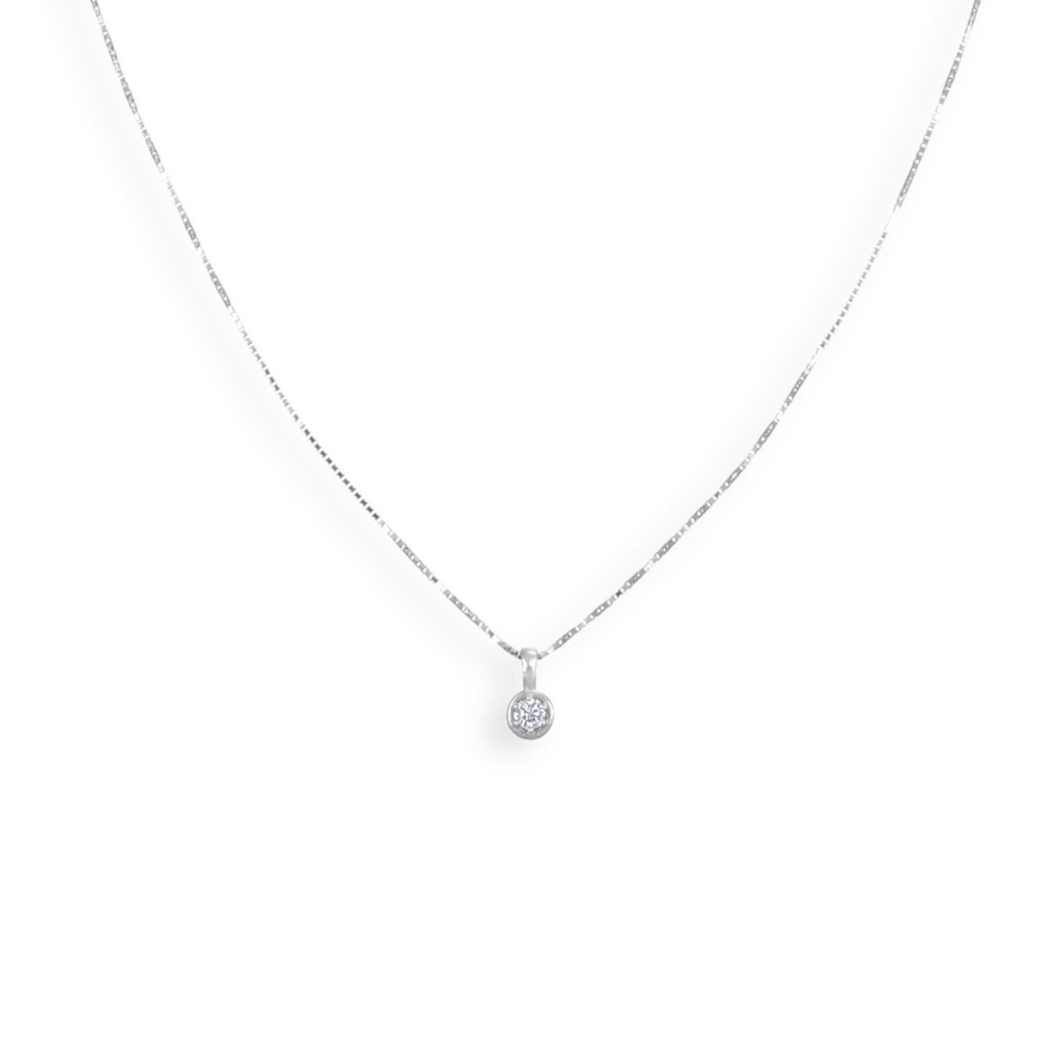 Collana con ciondolo - 18 carati Oro bianco - 0.07ct. tw. Diamante (Naturale)