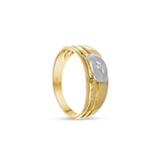 Anello - Oro bianco 18 kt, Oro giallo - 0,02 ct. tw. Diamante (naturale)