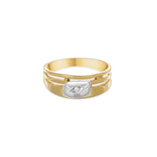 Anello - Oro bianco 18 kt, Oro giallo - 0,02 ct. tw. Diamante (naturale)