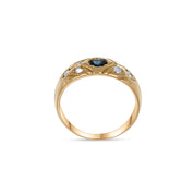 Anello - Oro giallo 18 kt. - 0,37 ct. tw. Zaffiro - Diamante