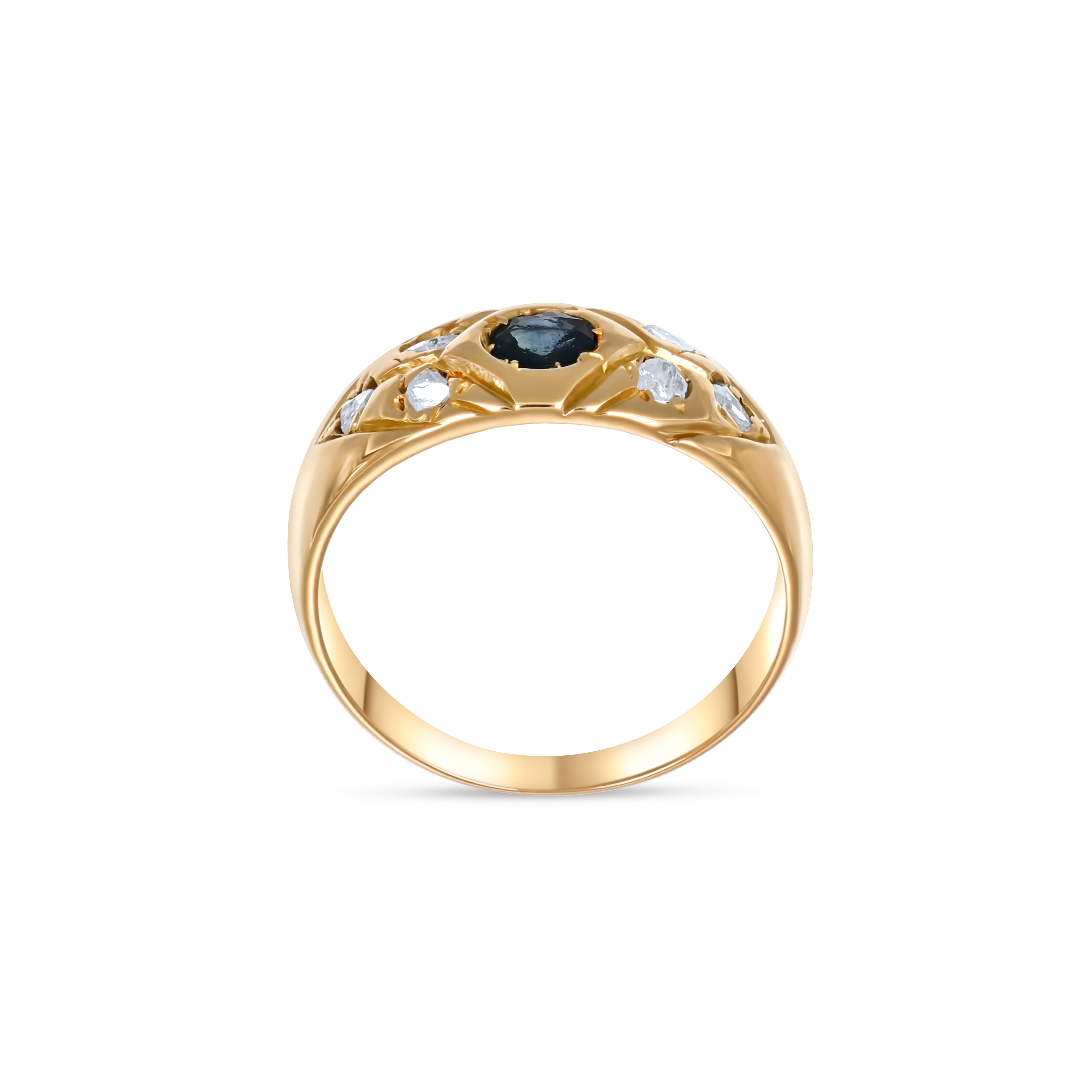 Anello - Oro giallo 18 kt. - 0,37 ct. tw. Zaffiro - Diamante