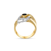 Anello - 18 carati Oro bianco, Oro giallo - 0.08ct. tw. Zaffiro - Diamante