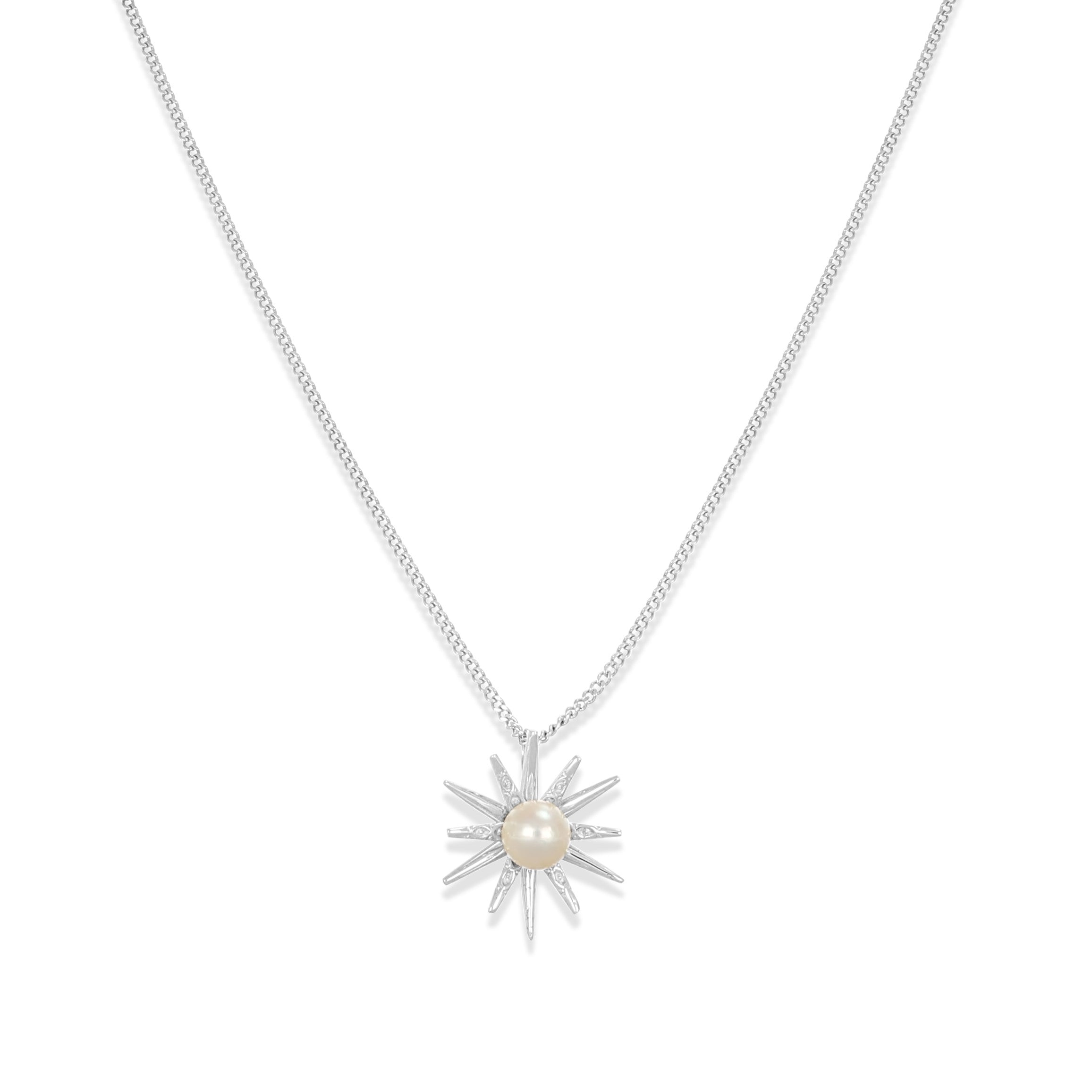 Collana con ciondolo - 18 carati Oro bianco - Perla