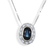 Collana con ciondolo - 18 carati Oro bianco - 0.45ct. tw. Zaffiro - Diamante