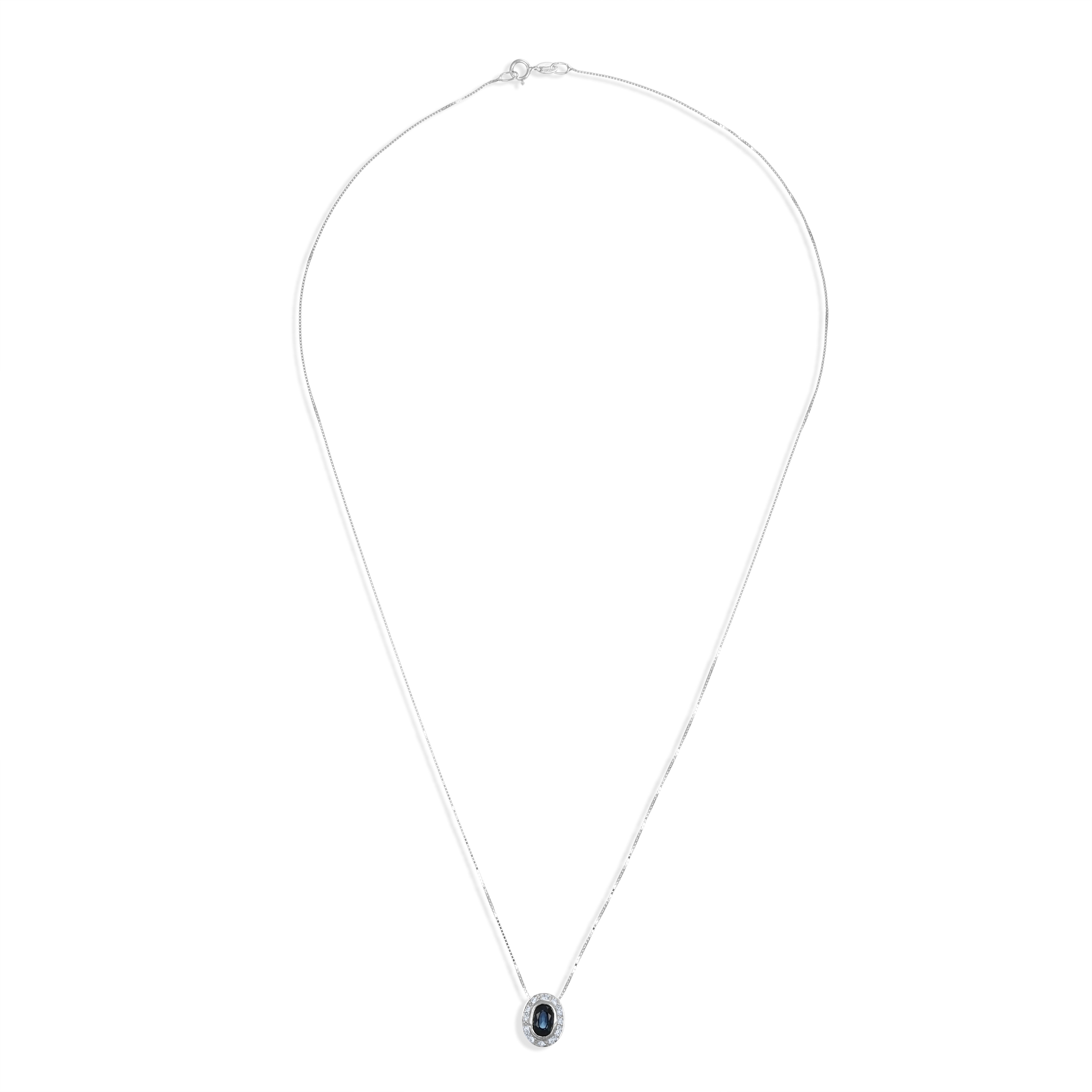 Collana con ciondolo - 18 carati Oro bianco - 0.45ct. tw. Zaffiro - Diamante