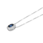 Collana con ciondolo - 18 carati Oro bianco - 0.45ct. tw. Zaffiro - Diamante