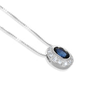 Collana con ciondolo - 18 carati Oro bianco - 0.45ct. tw. Zaffiro - Diamante