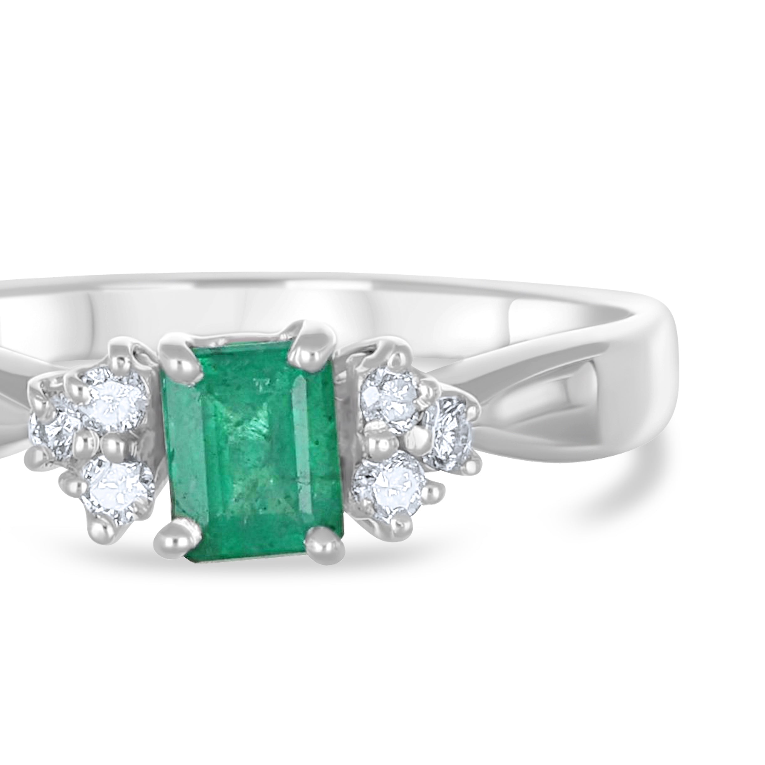 Anello - 18 carati Oro bianco - 0.51ct. tw. Smeraldo - Diamante