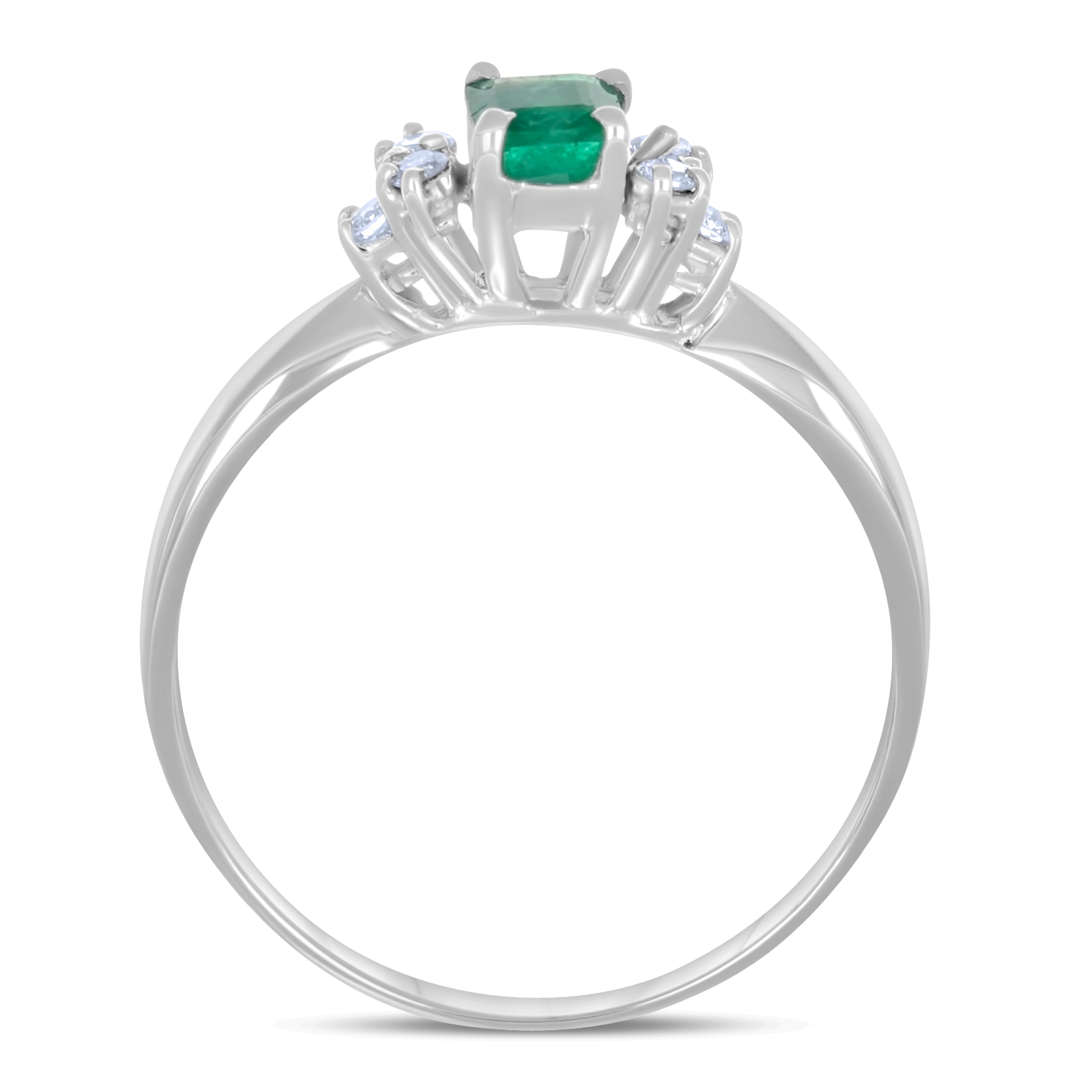 Anello - 18 carati Oro bianco - 0.51ct. tw. Smeraldo - Diamante