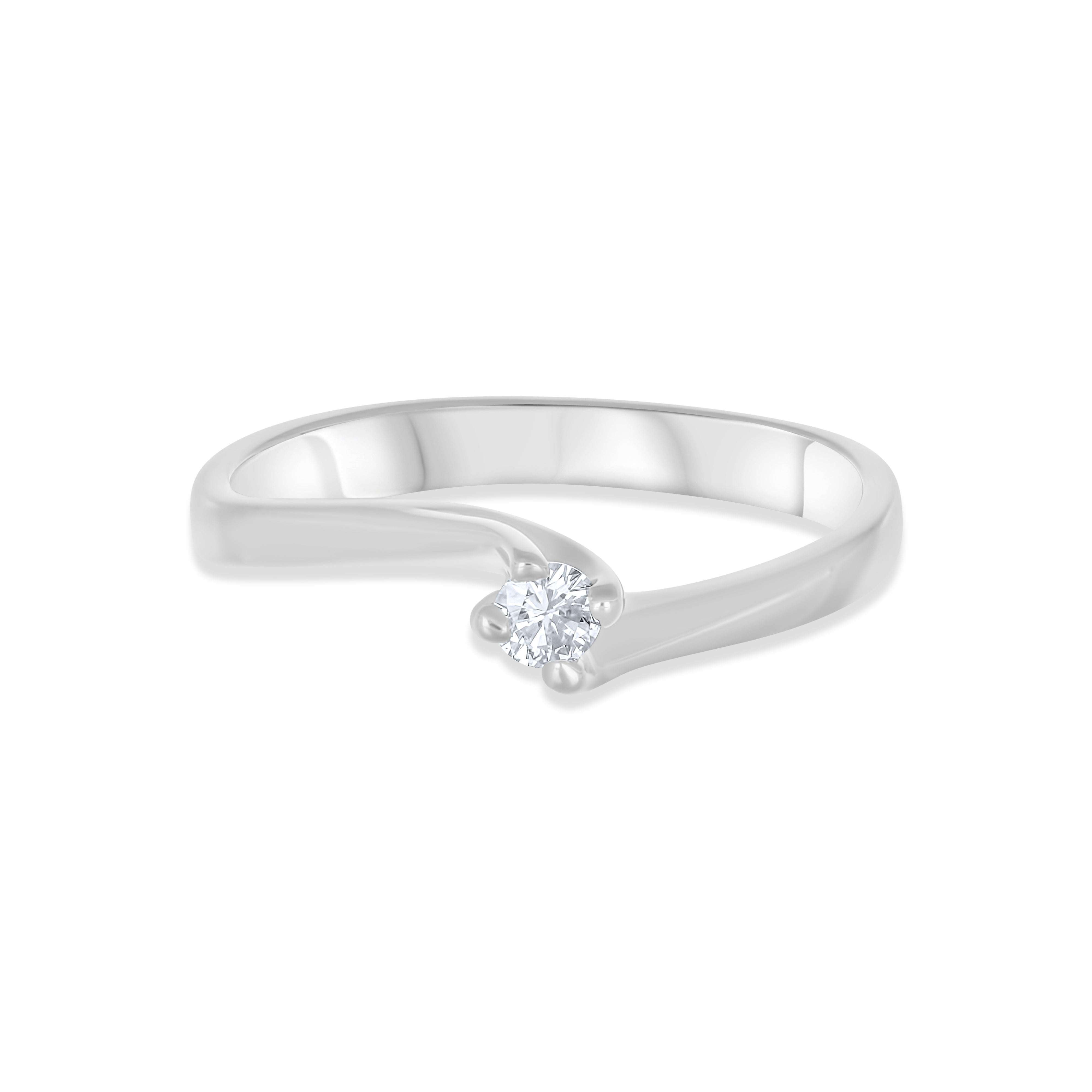 Anello - 18 carati Oro bianco - 0.09ct. tw. Diamante (Naturale)