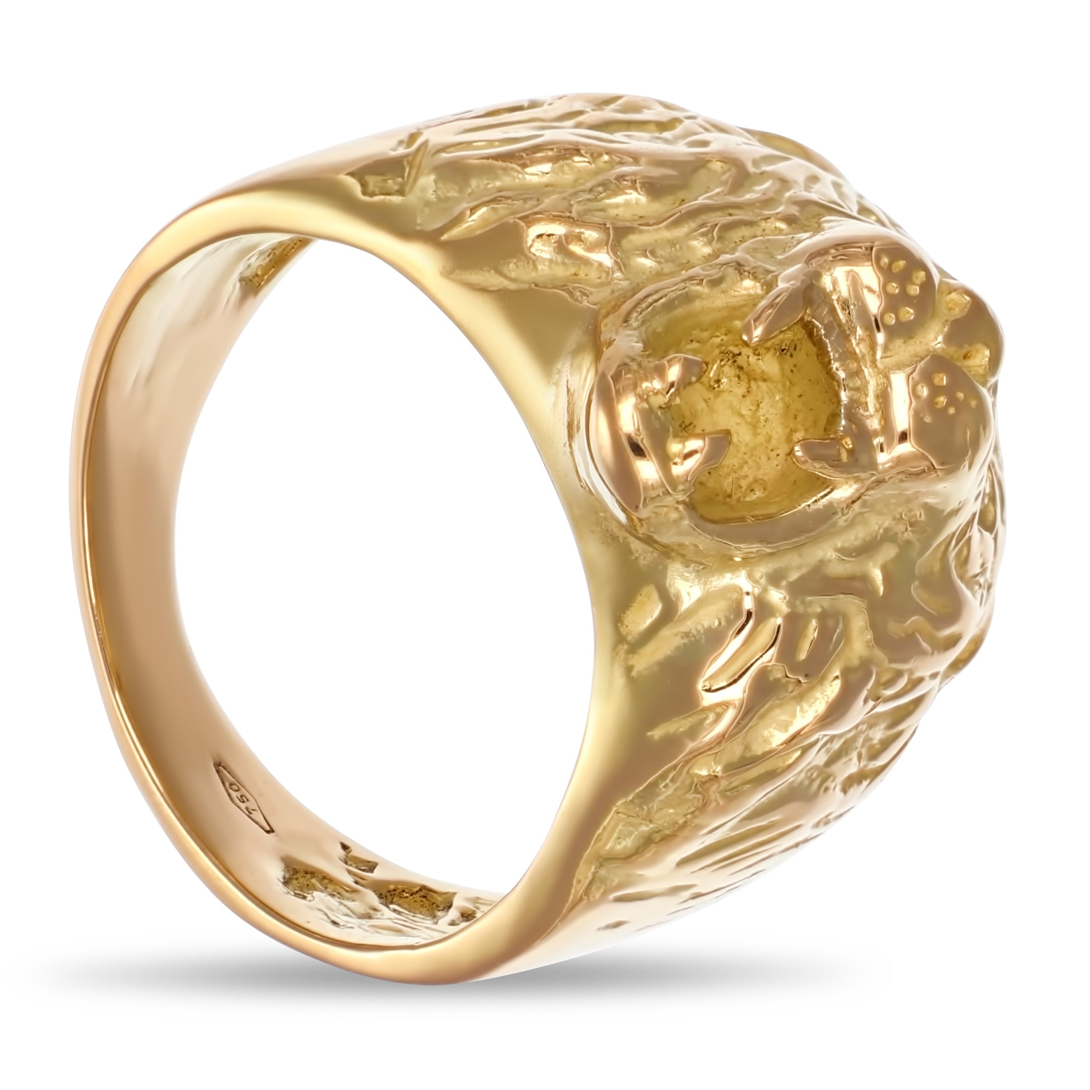 Anello in Oro giallo 18 carati Testa di leone