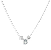 Collana con ciondolo - 18 carati Oro bianco - 0.03ct. tw. Diamante - Acquamarina