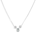 Collana con ciondolo - 18 carati Oro bianco - 0.03ct. tw. Diamante - Acquamarina