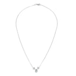 Collana con ciondolo - 18 carati Oro bianco - 0.03ct. tw. Diamante - Acquamarina