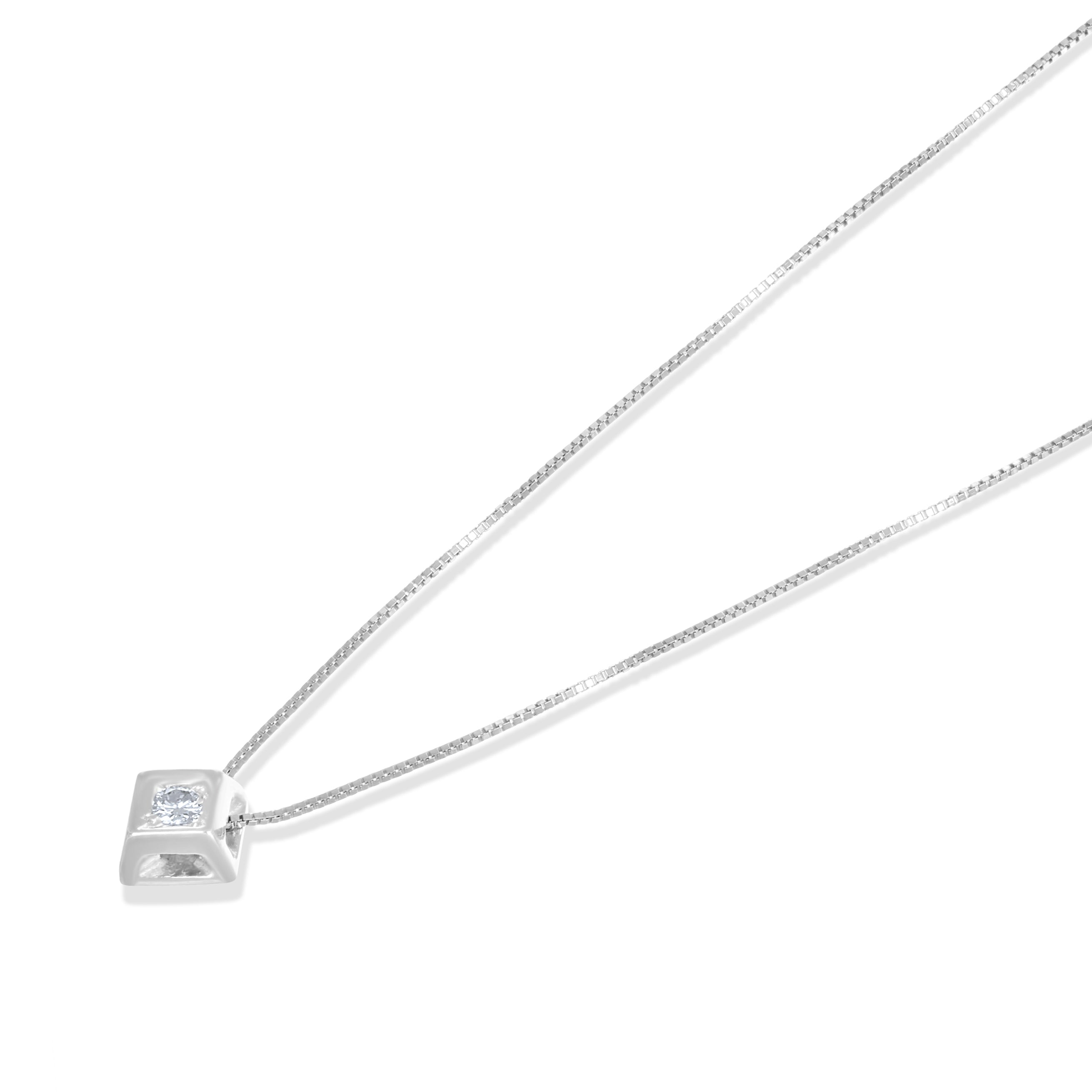 Collana con ciondolo - 18 carati Oro bianco - 0.09ct. tw. Diamante (Naturale)