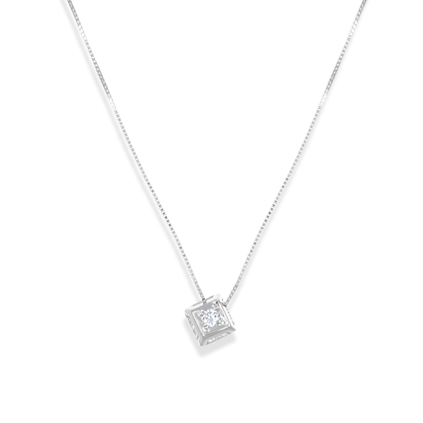 Collana con ciondolo - 18 carati Oro bianco - 0.09ct. tw. Diamante (Naturale)