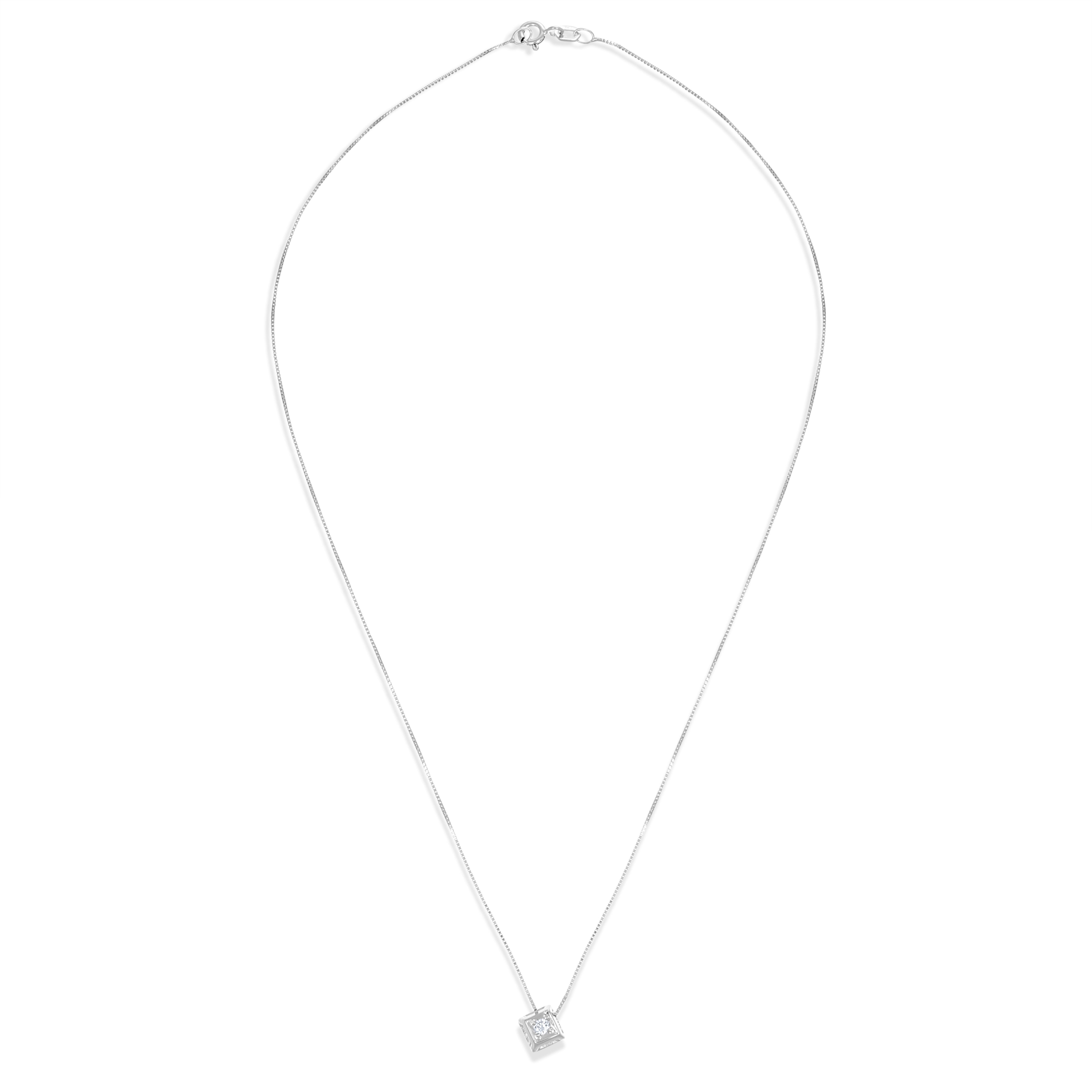 Collana con ciondolo - 18 carati Oro bianco - 0.09ct. tw. Diamante (Naturale)