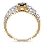 Anello - Oro bianco 18 kt, Oro giallo - 1,55 ct. tw. Zaffiro - Diamante