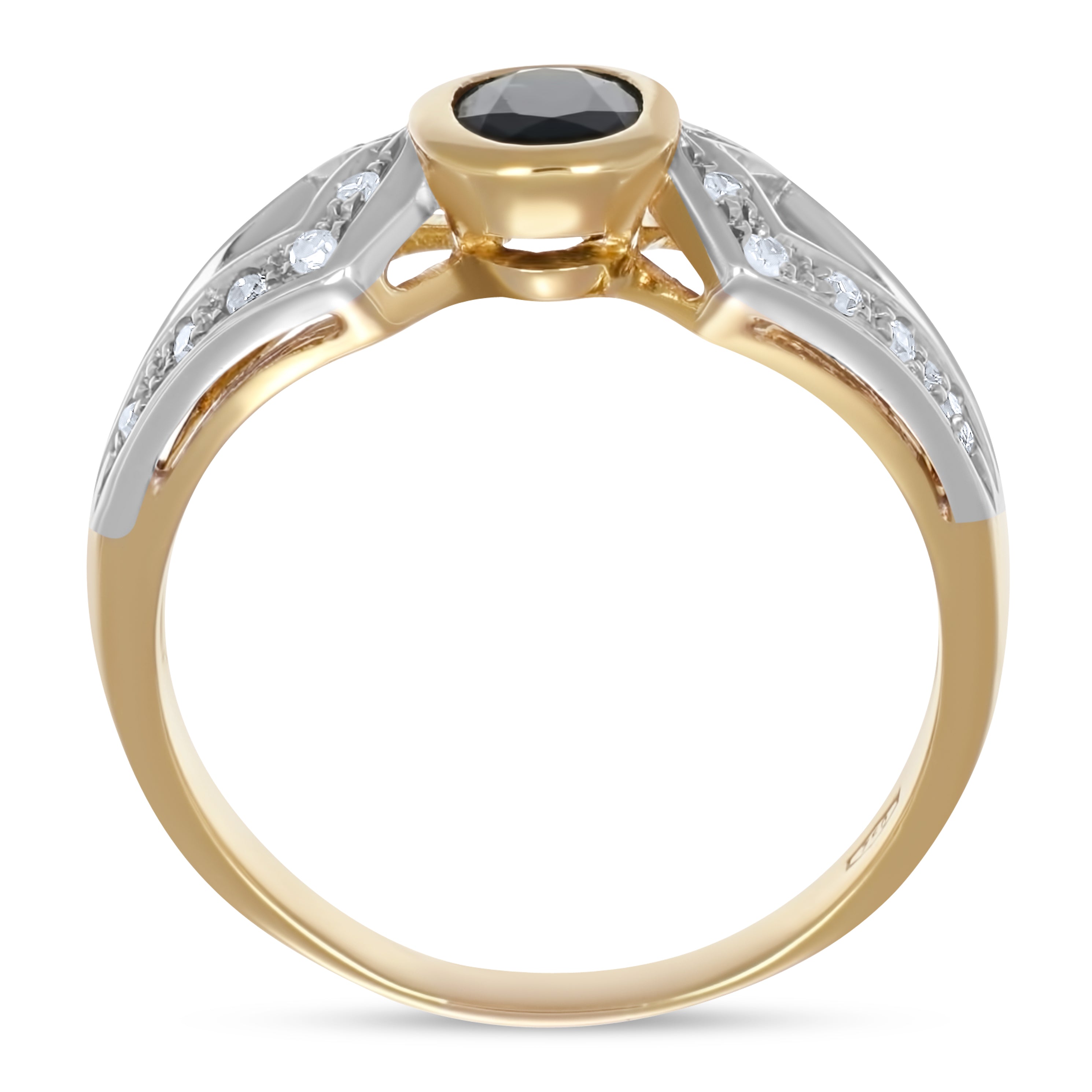 Anello - Oro bianco 18 kt, Oro giallo - 1,55 ct. tw. Zaffiro - Diamante