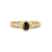 Anello - Oro giallo 18 kt. - 0,51 ct. tw. Zaffiro - Diamante