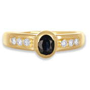 Anello - Oro giallo 18 kt. - 0,51 ct. tw. Zaffiro - Diamante