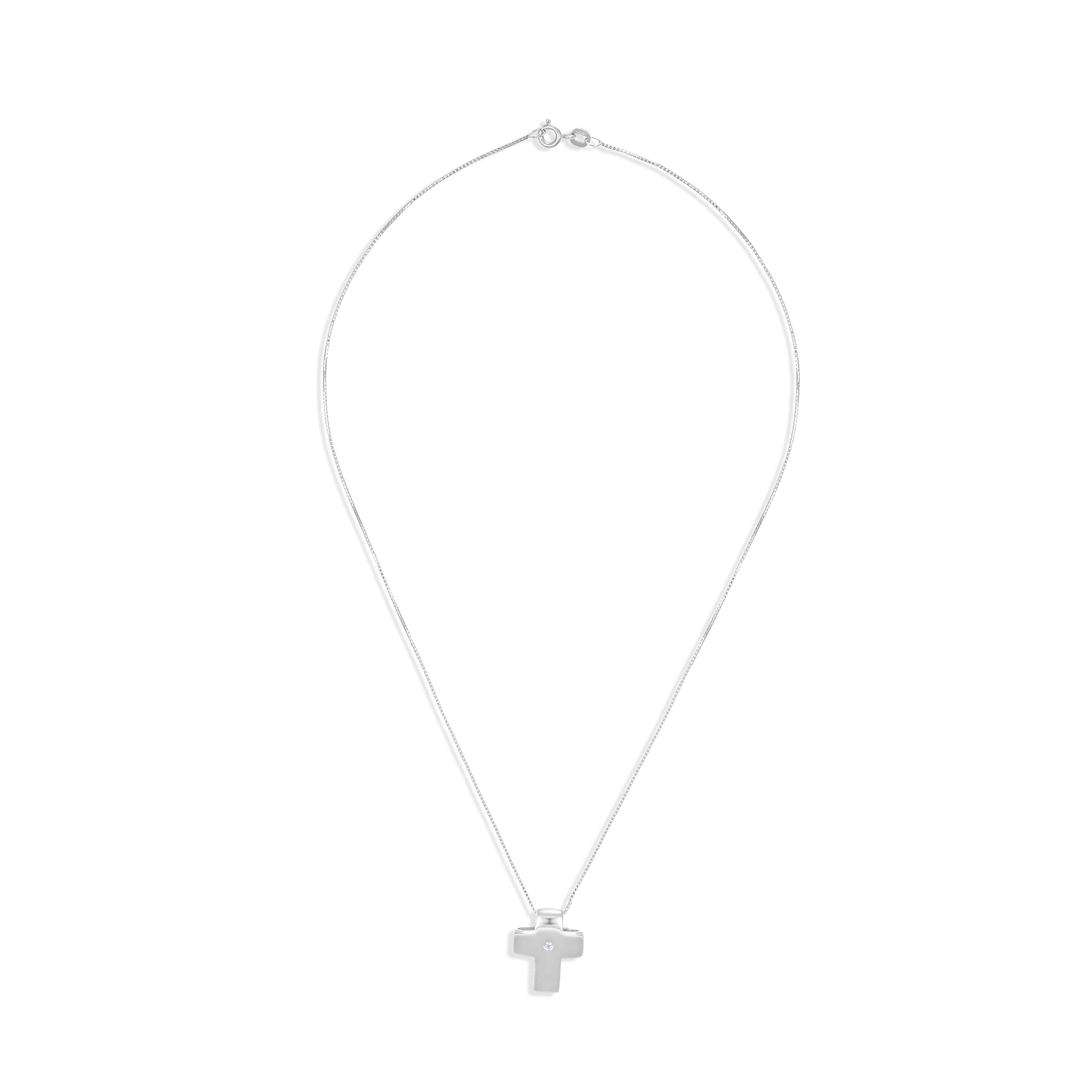 Collana con ciondolo - 18 carati Oro bianco - 0.02ct. tw. Diamante (Naturale)