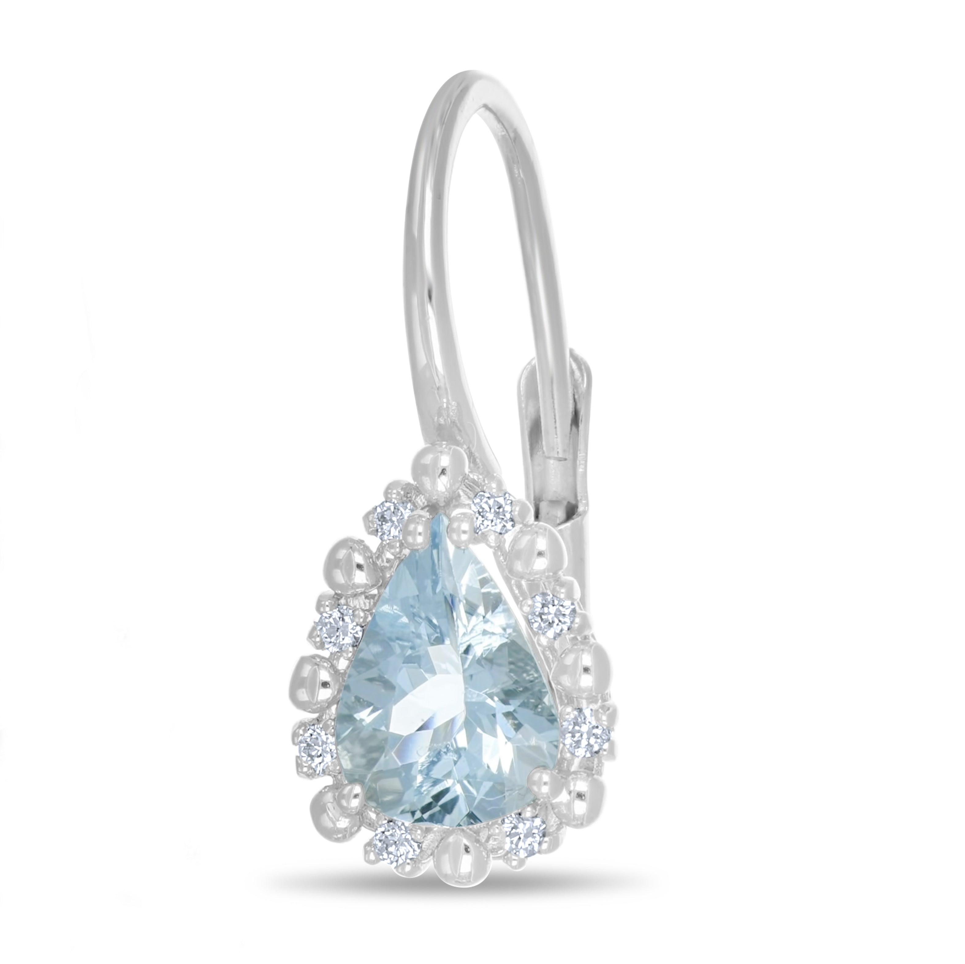 Orecchini - 18 carati Oro bianco - 1.66ct. tw. Acquamarina - Diamante