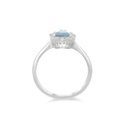 Anello - 18 carati Oro bianco - 0.80ct. tw. Acquamarina - Diamante