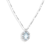 Collana con ciondolo - 18 carati Oro bianco - 0,44 ct. due. Acquamarina-Diamante