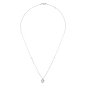 Collana con ciondolo - 18 carati Oro bianco - 0,44 ct. due. Acquamarina-Diamante