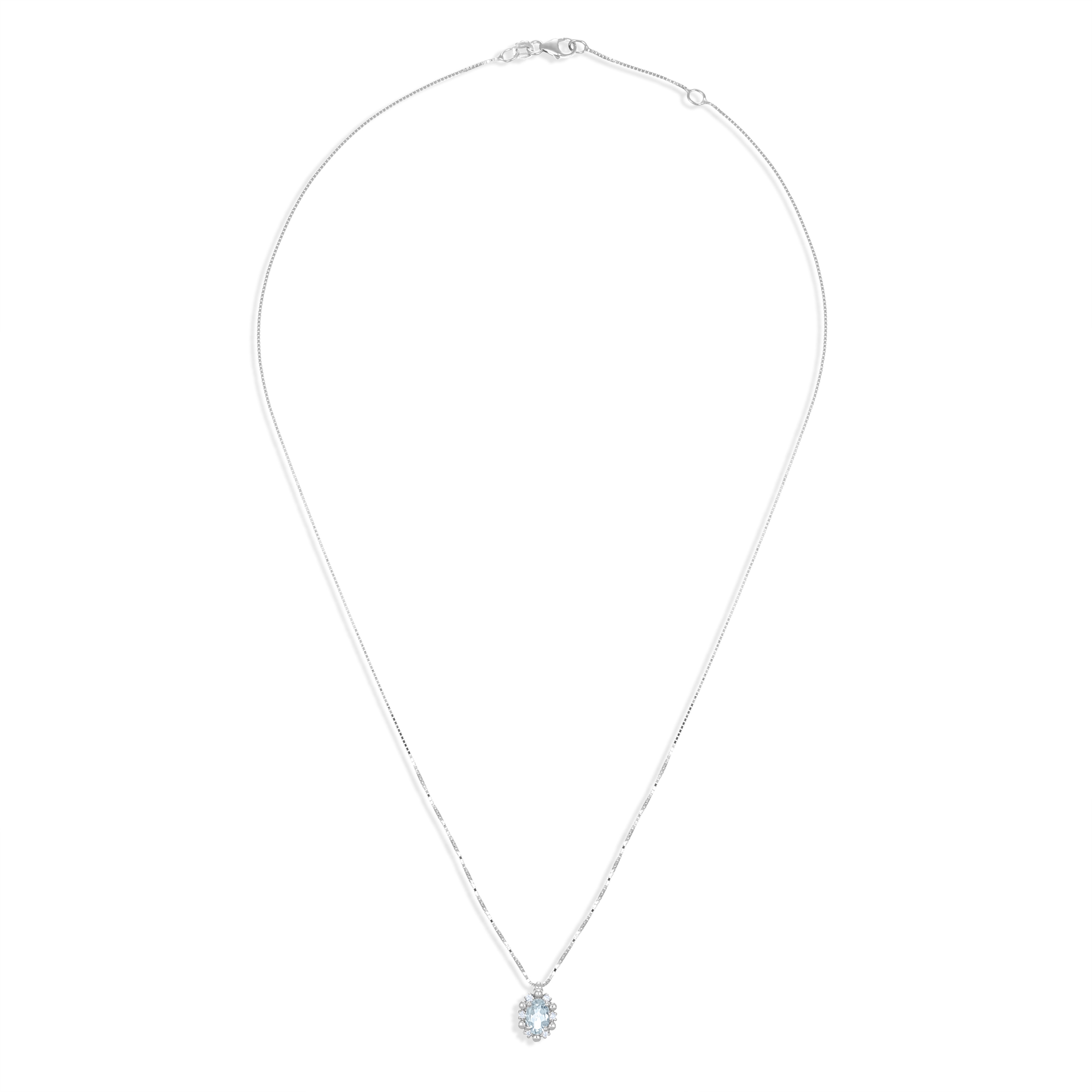 Collana con ciondolo - 18 carati Oro bianco - 0,44 ct. due. Acquamarina-Diamante