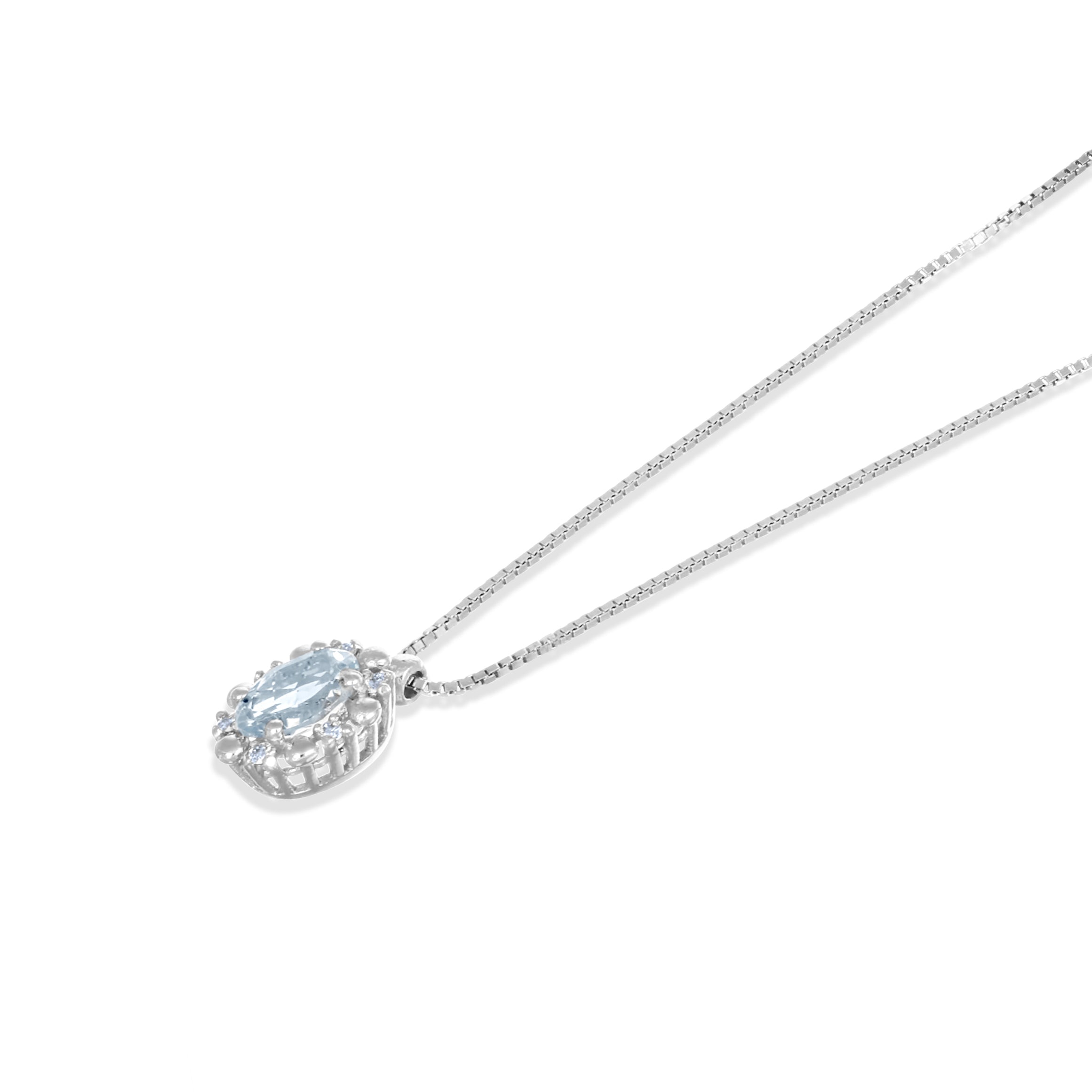 Collana con ciondolo - 18 carati Oro bianco - 0,44 ct. due. Acquamarina-Diamante